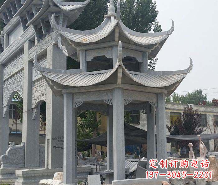 北京园林双层石雕凉亭