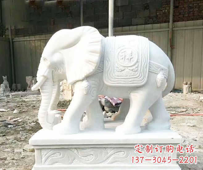北京招财动物汉白玉大象石雕 (3)