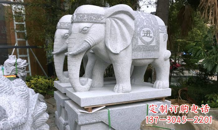 北京招财进宝大理石门口大象雕塑