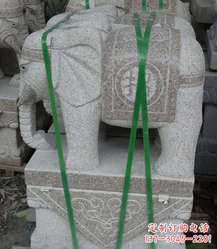 北京招财进宝芝麻灰大象石雕 (4)