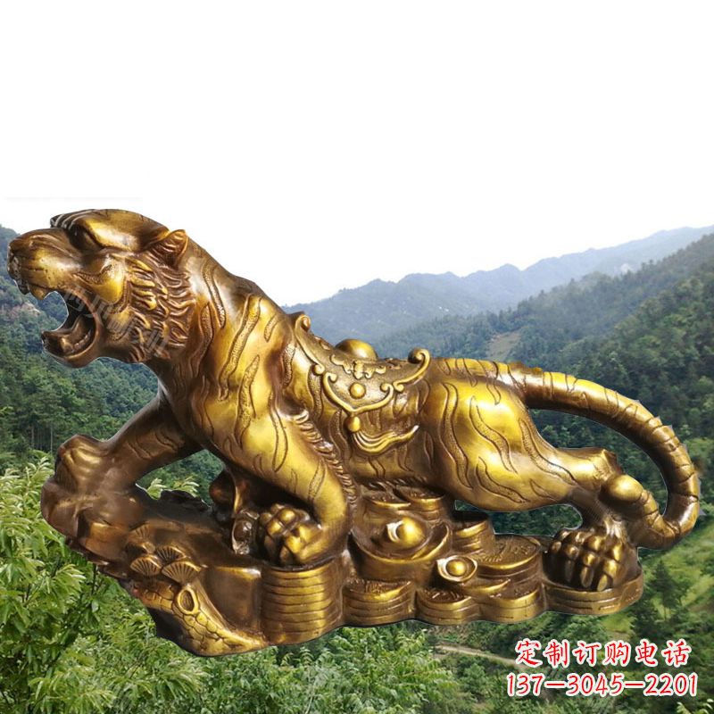 北京招财老虎漆金12生肖动物雕塑