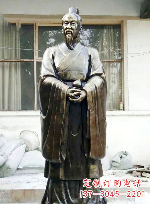 北京中国古代名医扁鹊铸铜雕像半身像
