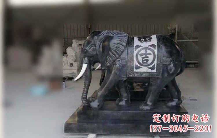 北京中国黑石材大象雕塑
