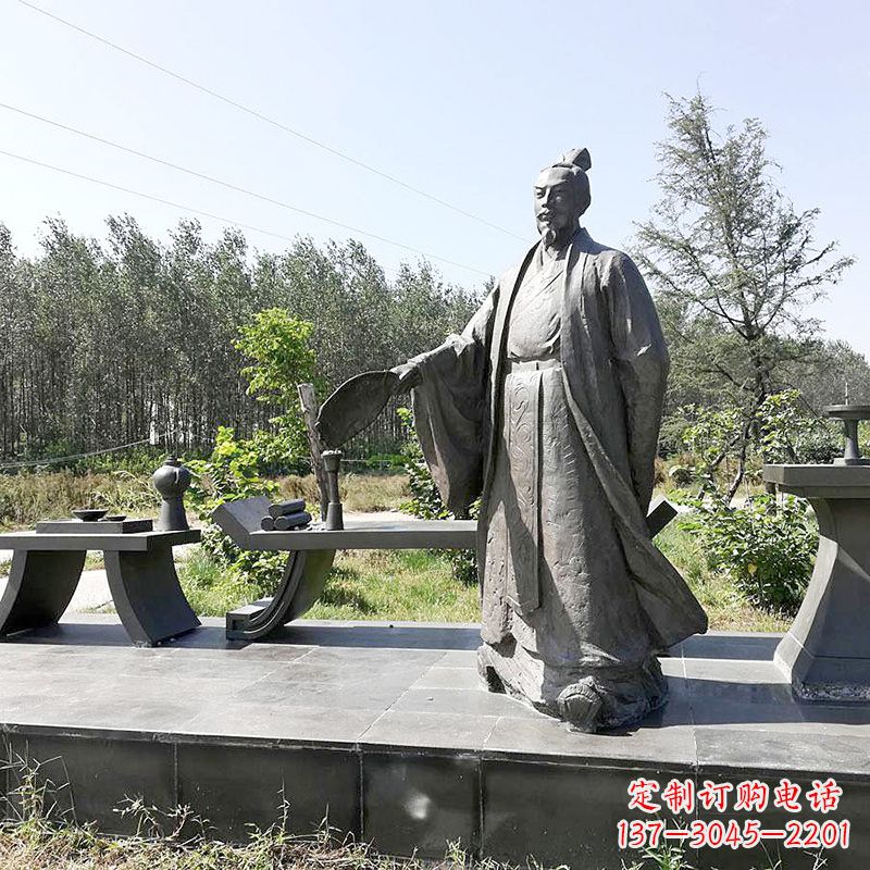 北京诸葛亮公园景观小品雕塑-三国之蜀国丞相孔明雕像
