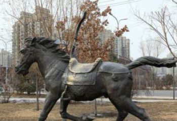 北京小区动物奔跑的马铜雕