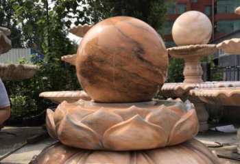 北京小区公园莲花风水球石雕