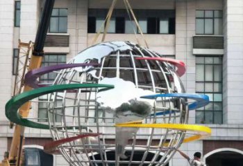 北京校园彩色不锈钢地球仪雕塑