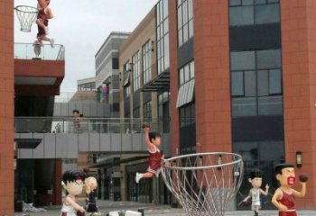 北京校园卡通人物打篮球雕塑