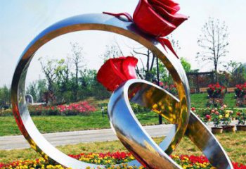 北京园林花丛不锈钢玫瑰花戒指雕塑