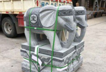 北京招财进宝芝麻灰大象石雕