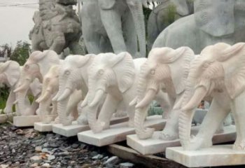 北京招财晚霞红大象石雕 (3)