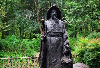 北京中国古代著名文学家东晋田园诗人陶渊明铜雕塑像