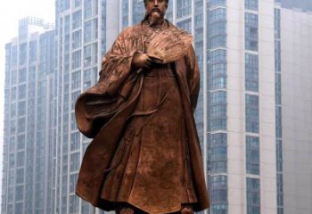 北京诸葛亮城市景观铜雕像-中国古代著名人物三国谋士卧龙先生雕塑