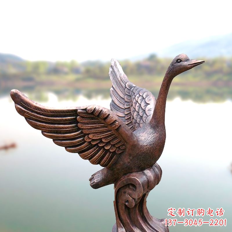 北京铸铜天鹅景观摆件