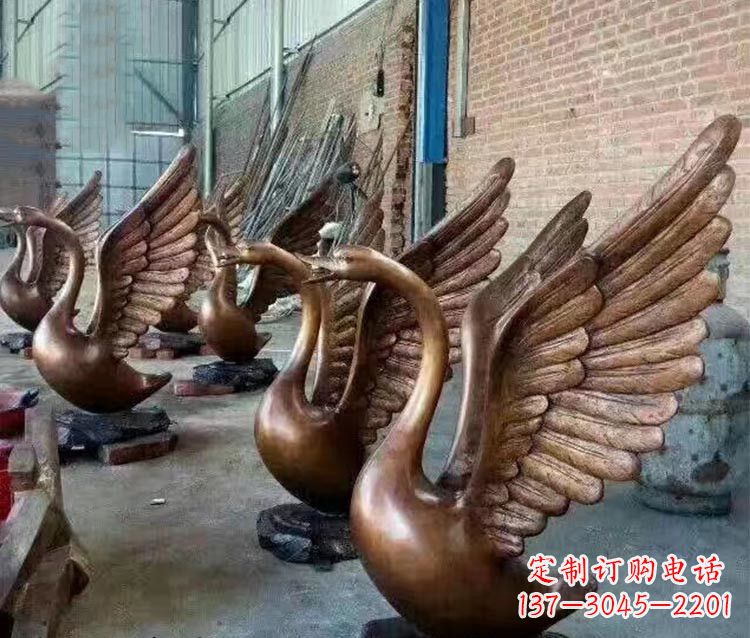 北京铸铜天鹅喷水动物喷泉雕塑