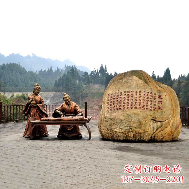 北京卓文君与司马相如凤求凰公园景观雕塑-历史典故人物情景雕塑