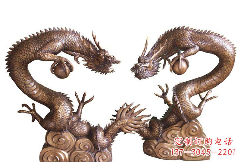 北京紫铜铸双龙戏珠