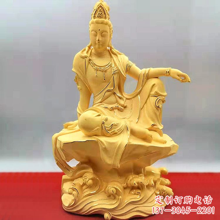 北京自在观音纯铜镀金雕塑