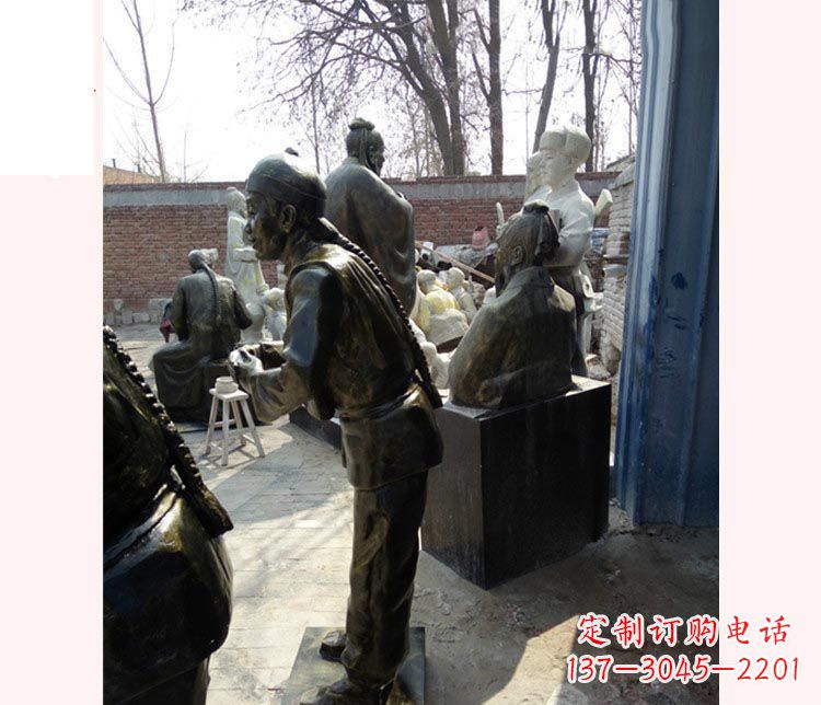 北京作揖的店小二铜雕