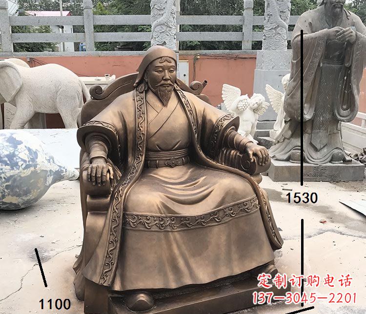 北京坐式成吉思汗铜雕 (2)