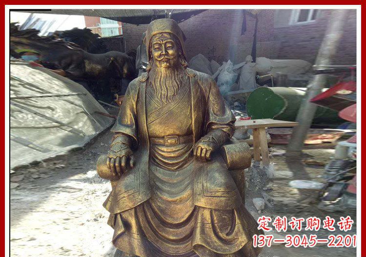 北京坐式成吉思汗铜雕