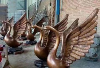 北京铸铜天鹅喷水动物喷泉雕塑