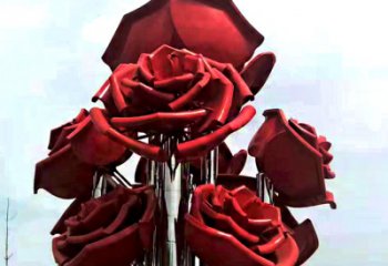 北京大型不锈钢玫瑰花雕塑