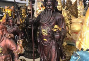 北京紫铜关公持刀铜雕塑