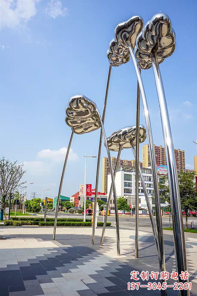 北京荷叶雕塑-广场不锈钢抽象艺术荷叶雕塑