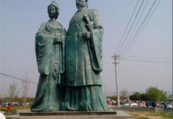 周文王和太姒青铜雕像-广场大型古代铸铜人物雕塑